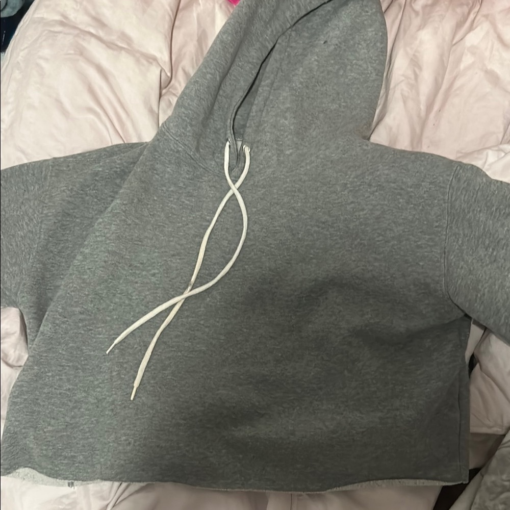 Gray Cropped Hoodie